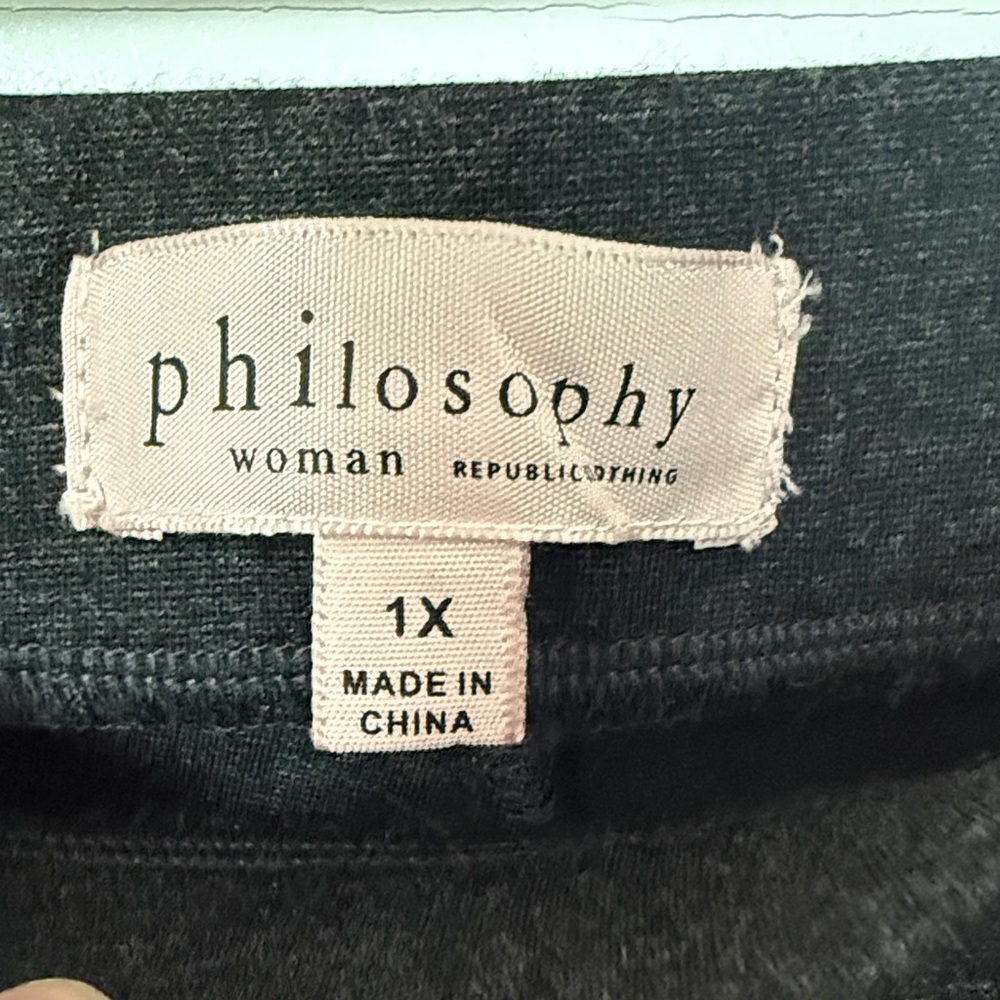 Philosophy Gray Leggings Size 1X Stretch Pull On EUC Athleisure - Picture 4 of 5
